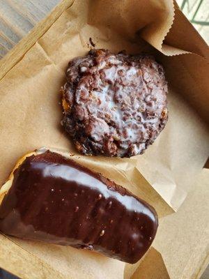 Bavarian creme donut and apple fritter