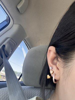 Ear lobe piercings