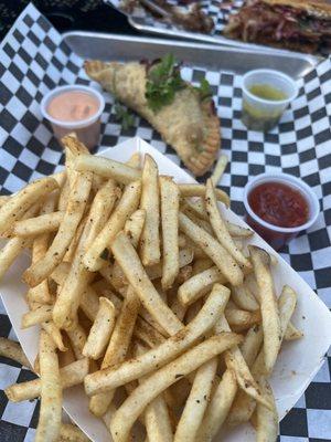 Our 2nd order of fries (smh) and oxtail empanada