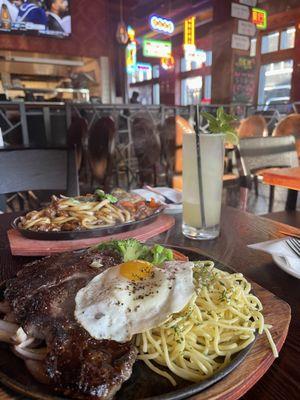 Brined Rib eye and Stir Fried Udon with Tenderloin