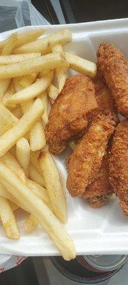 6 piece fried chicken wings w/fries