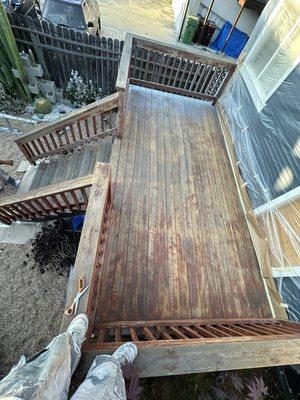 Wood deck, repair, refinishing & exterior painting. (Before)