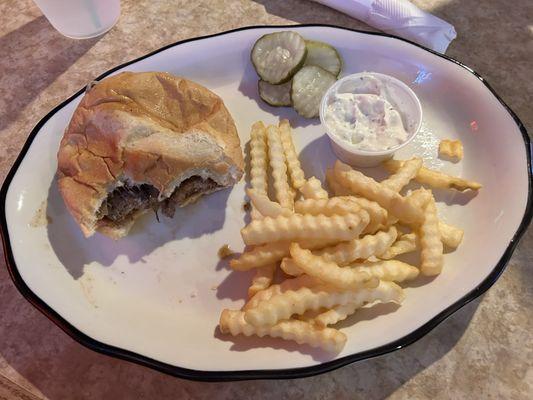 Mushroom & Swiss with fries