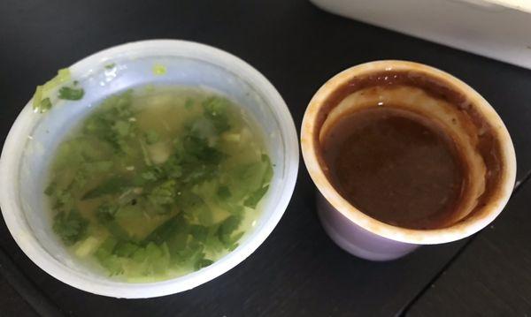 Mild Salsa verde and hot red salsa