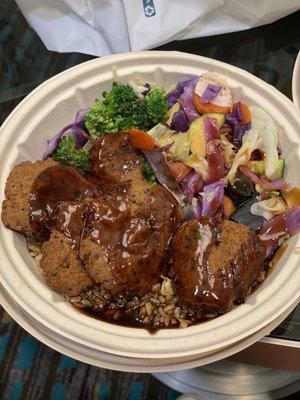 Teriyaki Bowl with quinoa falafel as protein