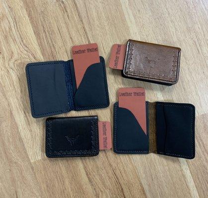 Handmade leather wallets by Shiggles & Gits