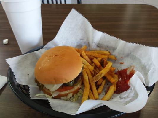 Ragin' Cajun Small Burger with Cajun Fries