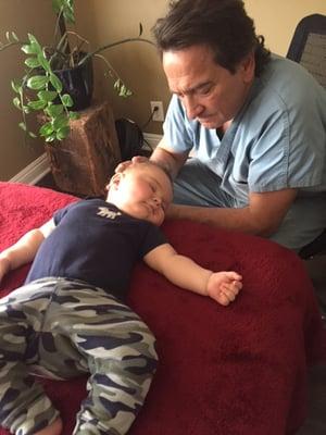 Osteopathy for babies is amazing and Dr. Trafeli has magic hands. Notice my little guy is sleeping!