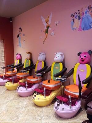 Pedi area for the little princesses. Chairs available for moms in same area as well.