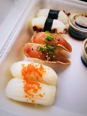 Tako (octopus), Yellowtail and Ika (squid) Nigiri