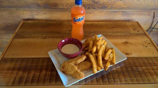 Our chicken strips and fries combo, served with your choice of ranch, BBQ sauce, honey mustard or ketchup.