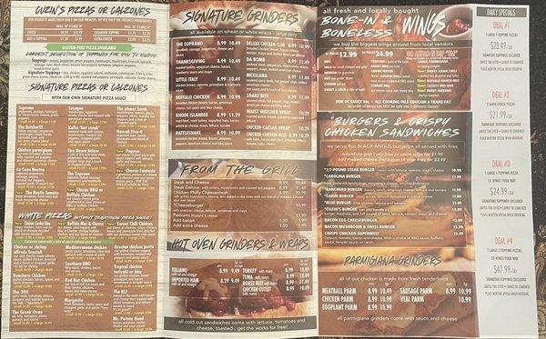 Front of Menu