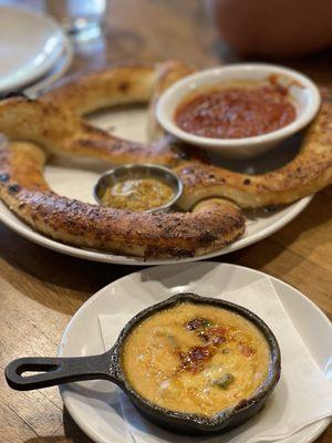 Pretzel with jalapeños pimento cheese