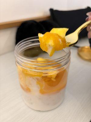 mango sticky rice pudding