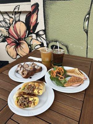 Lilikoi Island Iced Tea Cold Brew Baked Blueberry French Toast Monte Cristo Luxe Breakfast Burrito