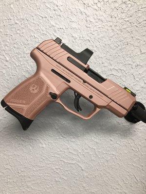 Beautiful rose Ruger Max-9 with the ReadyDot optic.