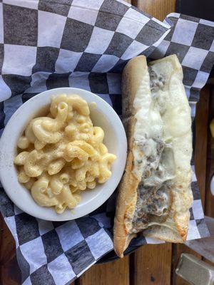 Cheese steak with Mac n cheese