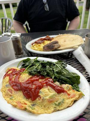 All American (top) and Vegetable Omelette (bottom)