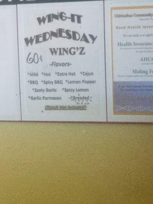 Wings special and flavors available