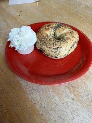 Everything bagel with chive cream cheese