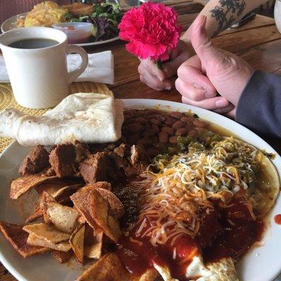 Best huevos rancheros in town with carnitas