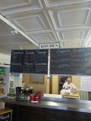 The counter and menu