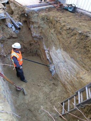 Emergency work done at Vons shopping center on Soledad & Sand Cyn