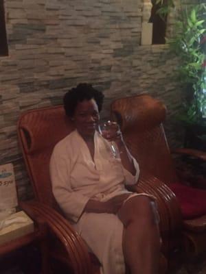 I bought the wine from outside so my mom could enjoy her spa day.