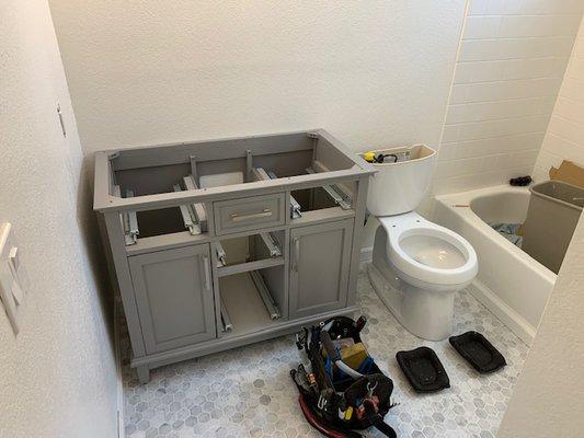 Vanity Set & Toilet Installed