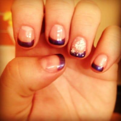 Purple tips with snowflakes