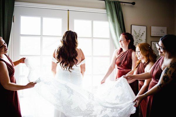 Bride and Her Crew Getting Ready