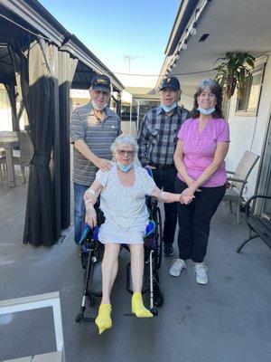 My Mom n Pops n Sister n Brother in law in the courtyard at Pomona Vista....