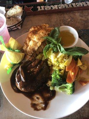 Filet Mignon and Lobster tail.  SO GOOD