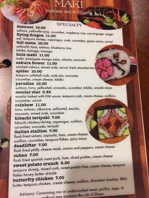 Menu items