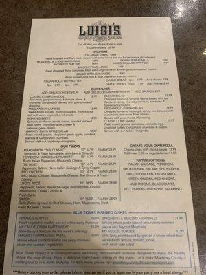 Menu - front side