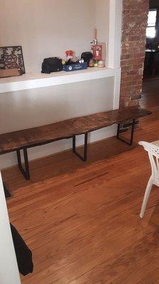 Live edge wood bench with metal legs