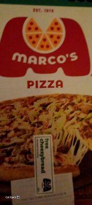 More advertisement for marco's pizza.