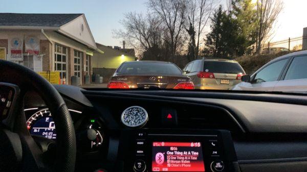 Cars lined up for the 6am inspection that didn't open till 7.