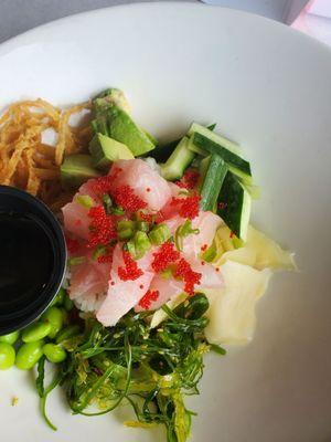 Beautiful Shrimp Poke Bowl! Great Service too!