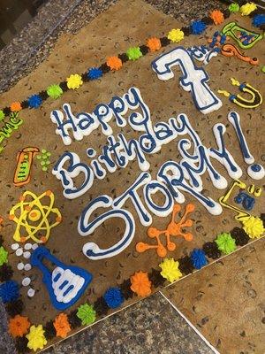 Science Theme Cookie Cake.  Happy Birthday!