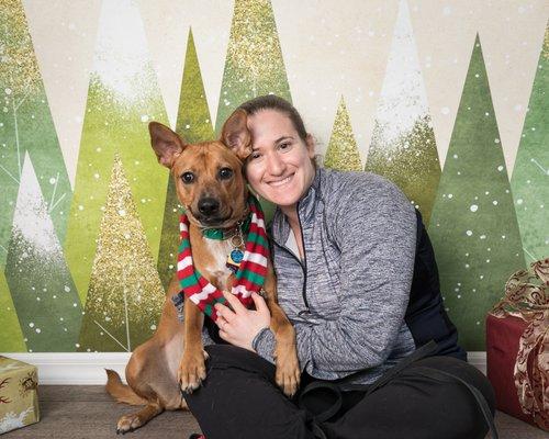 Bella and mommy at Pet People getting our holiday pictures benefiting Rescued Ohio. Thanks Browning Photography for capturing us!