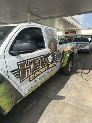 Filling up company truck at good old  Buc-ee's