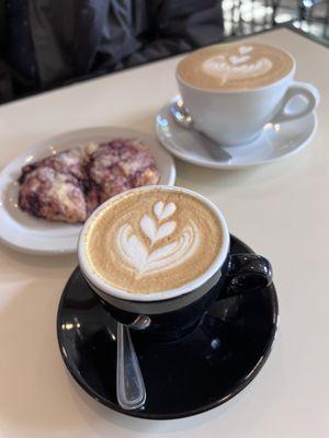 Luscious coffee and fresh blackberry scones.