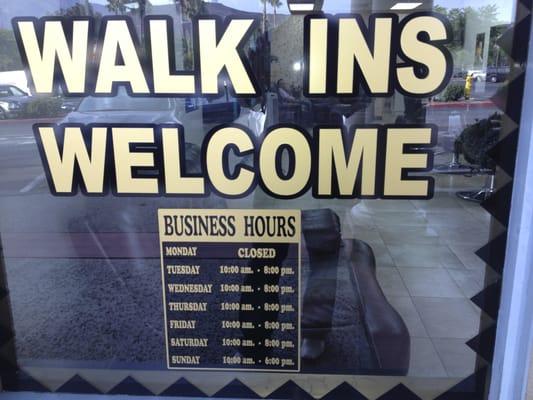 Walk-ins welcome