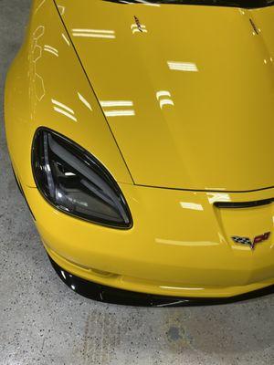 Road Ready! Corvette with gloss black roof wrap, paint correction & topped off with a ceramic coating!