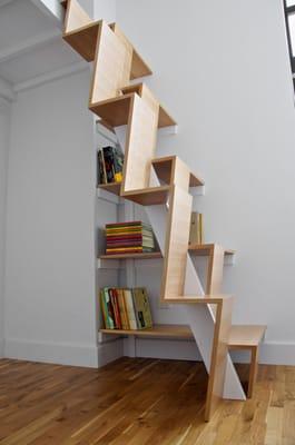 Brooklyn Bridge loft project - custom millwork stairs to kid's loft