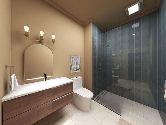 Spacious bathrooms at Powerhouse On Broadway -Suites-