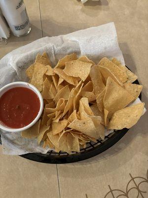 Warm chips and purée salsa