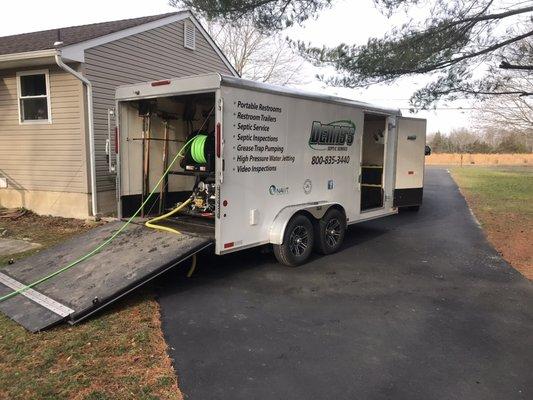 Hydro-jetter and service equipment trailer.