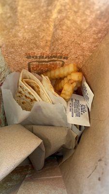 Snack Queso Quesadilla and Crinkle Cut Fries